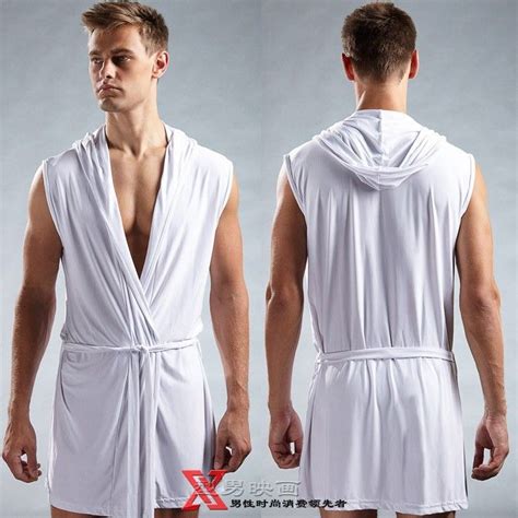 Designer Sexy Men Sleeveless Hooded Silk Robe Gown Male Bathrobe Cheap Men S Polyester Robes