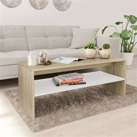 Vidaxl Coffee Table White And Sonoma Oak X X Engineered