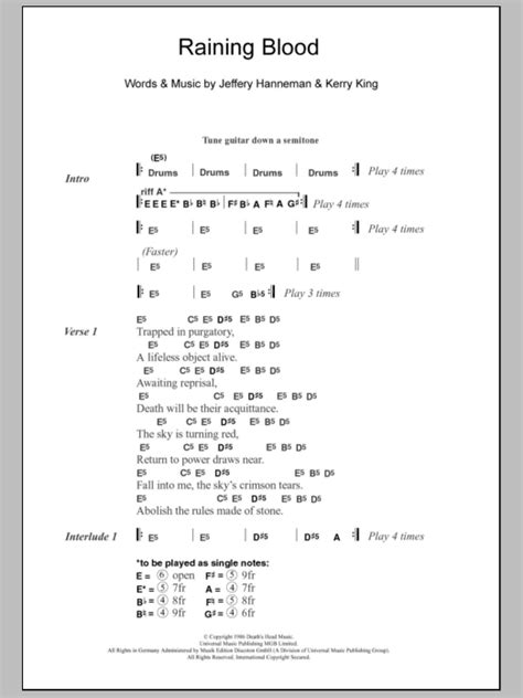 Raining Blood by Slayer - Guitar Chords/Lyrics - Guitar Instructor