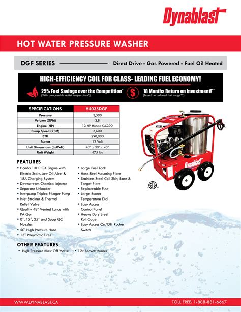 Dynablast H4035DGF Hot Water Pressure Washer