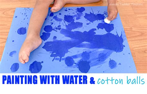 Painting with Water & Cotton Balls - Happy Toddler Playtime