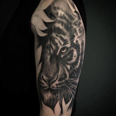 Black And White Tiger Tattoo