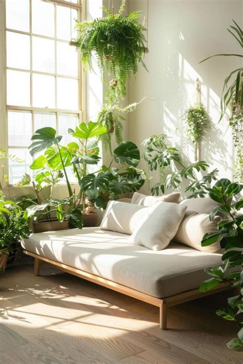 AI generated A minimalist living room adorned with indoor plants ...