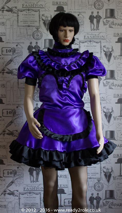 Candy Cupcake Corseted Sissy Purple And Black Satin Dress Ready2role