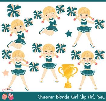 Cheerleaders Cheerer Blonde 2 Clip Art Set By 1Everything Nice TPT