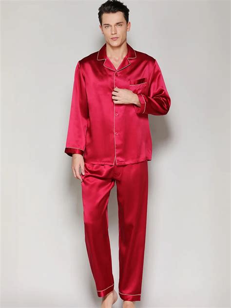 Personalized Silk Pyjamas Male Piping Silk Pajamas For Men