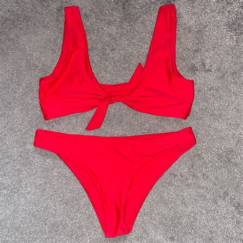 Shein Tie Front Bikini Swimwear Bikini Depop