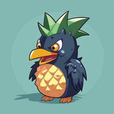 Premium Vector | A kawaii cute illustration of a pineapple penguin monster