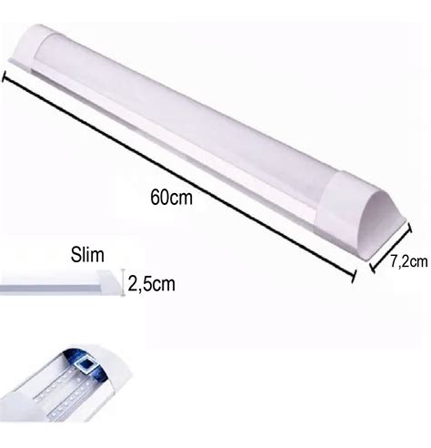 Kit 5 Luminária Tubular Slim Led 60cm Bivolt 6500k 18w 20w Mercado Livre