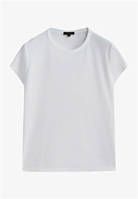 Massimo Dutti Mercerised T Shirt Basique Whiteblanc Zalandofr