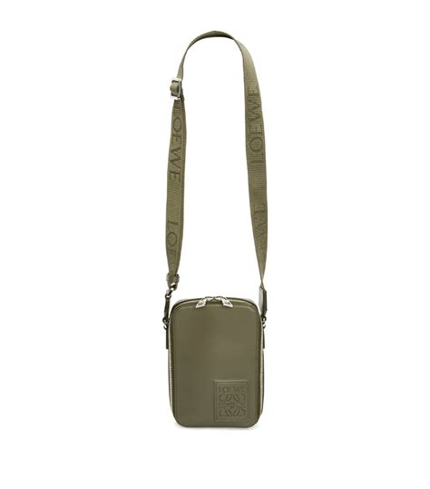 Mens Loewe Green Leather Vertical Cross Body Bag Harrods Uk