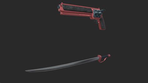 Dual Weapons - Magnum and Rapier Katana Hybrid - 3D model by ...