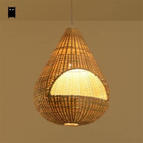 Soleilchat Bamboo Wicker Rattan Shade Pendant Light Fixture Pendant