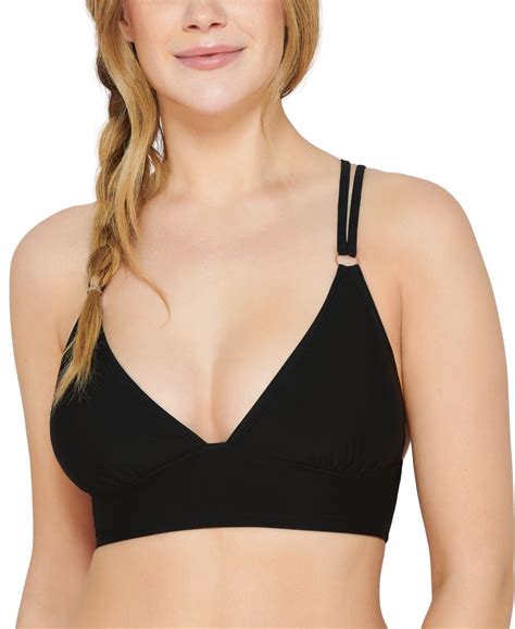 Hula Honey Juniors Cross Back Midkini Bikini Top Black Medium