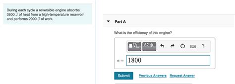 Solved During Each Cycle A Reversible Engine Absorbs 3800 J Chegg