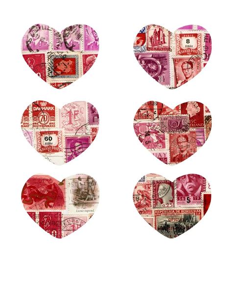 Six Of Hearts Postage Stamp Art Postage Stamps Crafts Stamp