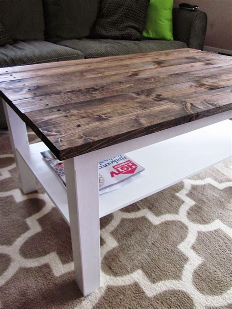 This Crazy Thing Called Life: Coffee Table Makeover: Wood Plank Table Top (Ikea Hack) Diy Table ...