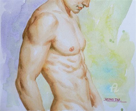 Watercolour Male Nude 16818 Painting By Hongtao Huang Artmajeur