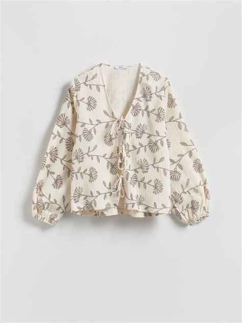 Blouse With Front Tie Color Nude RESERVED GC X