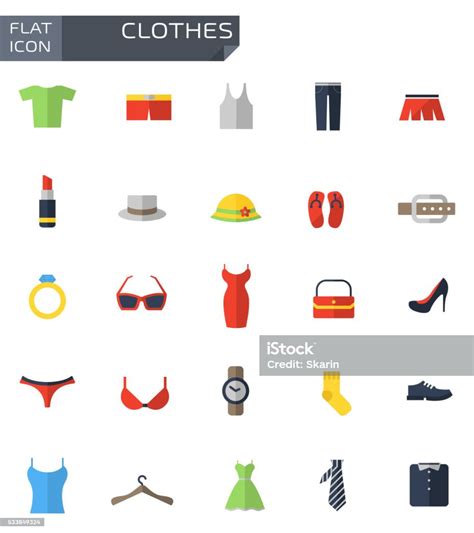 Vector Flat Clothes Icons Set Stock Illustration Download Image Now