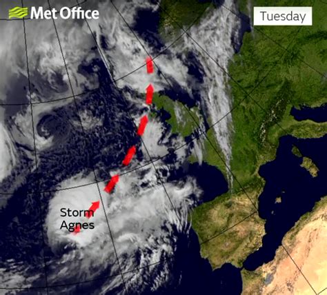 Storm Agnes to strike Britain TODAY after 'explosive' growth in Atlantic jet stream