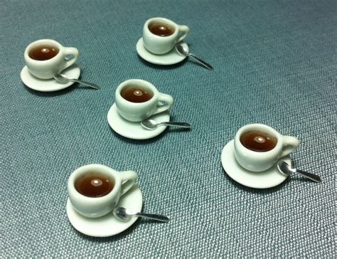 5 Miniature Coffee Cups Set Ceramic Cup Resin Drinks Glass Etsy