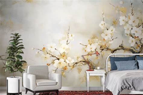 Modern Abstract Art Watercolor Floral Wallpaper Mural