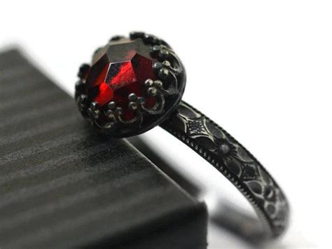 Garnet Engagement Ring Natural Red Gemstone Artisan Made Garnet