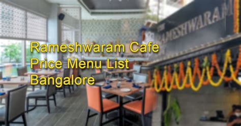 Rameshwaram Cafe Price Menu List in Bangalore - Biryanimenu