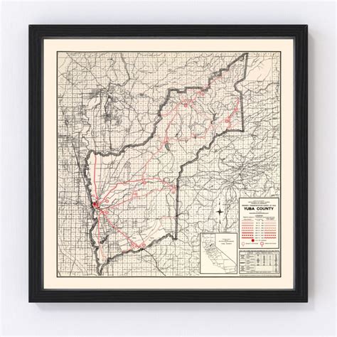 Vintage Map Of Yuba County California 1935 By Ted S Vintage Art