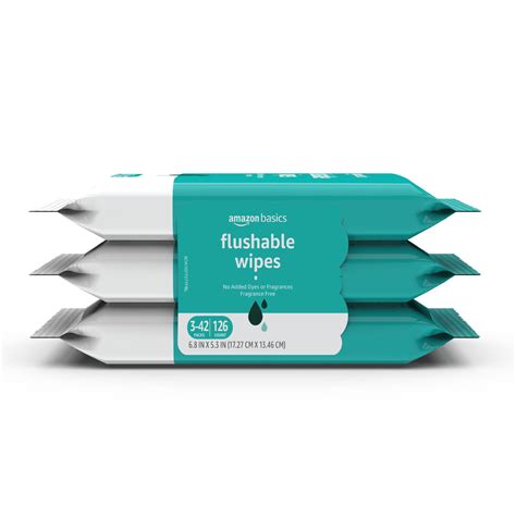 Amazon Basics Flushable Adult Toilet Wipes Fragrance Free