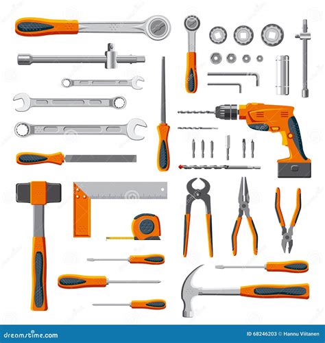 Modern Mechanic DIY Tools Set Stock Vector - Illustration of vector, wrench: 68246203