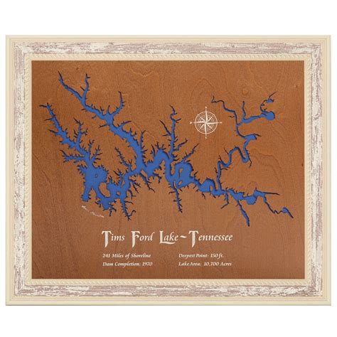 Tims Ford Lake Tennessee Stained Wood And Distressed White Frame Lake