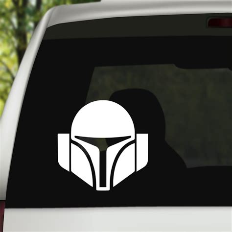 Mandalorian Helmet Sticker Fast Free Shipping Vinyl Status