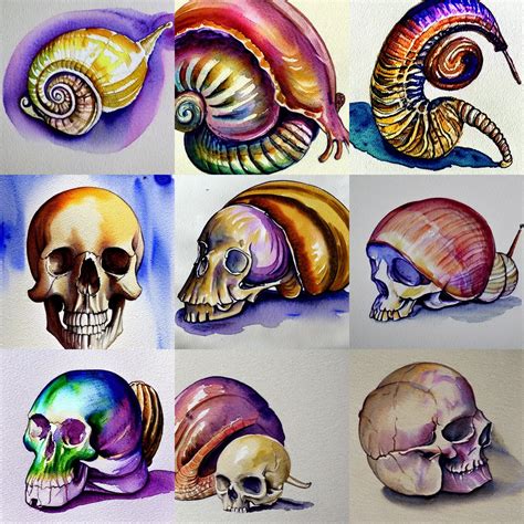 Watercolour Of Snail With Human Skull Shell Stable Diffusion OpenArt