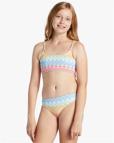 Girls Paradise Check Trilet Bikini Set Chances Surf Nz