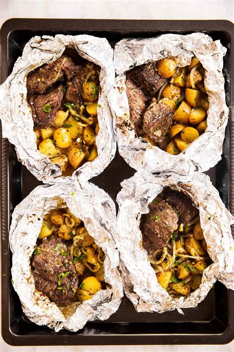 Garlic Butter Steak and Potato Foil Packets | Savory Nothings