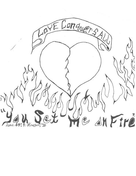 Free Heart On Fire Drawing Download Free Heart On Fire Drawing Png