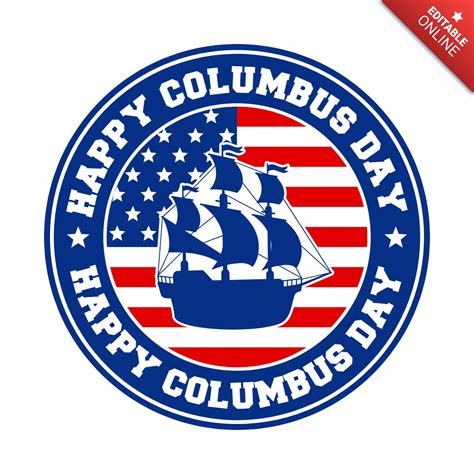 Happy Columbus Day Badge Logo Design Free Design Template