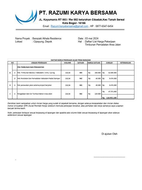 Surat Penawaran Jalan Pdf