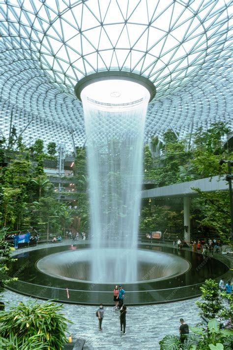 Premium Photo | Waterfall in singapore airport changi airportxa