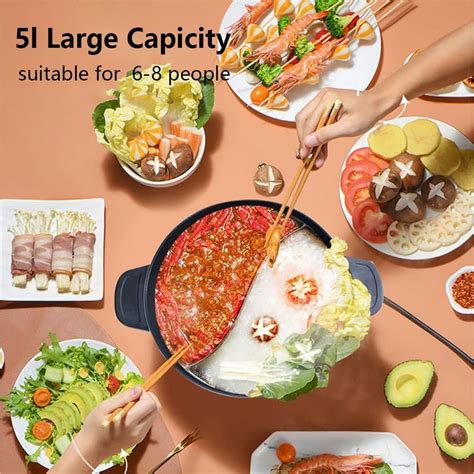 Electric Hot Pot With Divider Large Shabu Shabu Hotpot Pot With