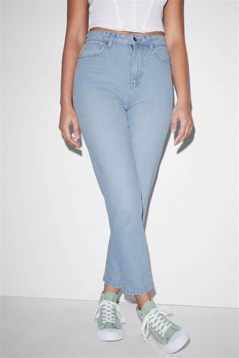 Canda Clockhouse Cropped High Waist Mom Jeans Light Blue Denim Wehkamp