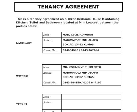 Sample Of Tenancy Agreement Form In Ghana Supriyadi Info