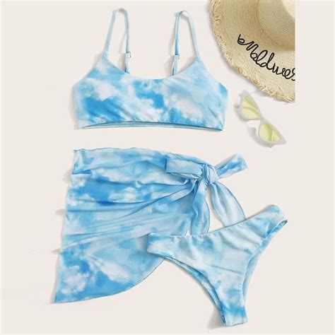 Ensemble De Bikini Imprim Pour Femme Maillot Bain Trois Pi Ces Soutien Gorge Rempli Maillots