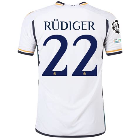 adidas Real Madrid Authentic Antonio Rudiger Home Jersey w/ Champions ...