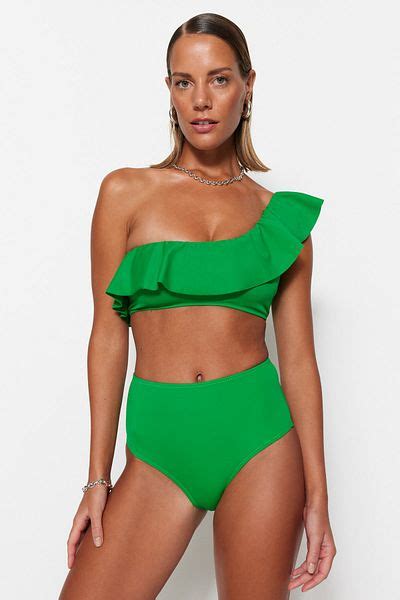 Angelsin Partea de jos de bikini pentru femei cu talie înaltă neagră Trendyol