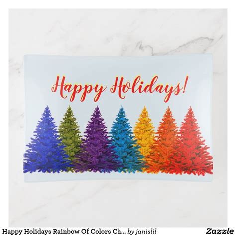 Happy Holidays Rainbow Of Colors Christmas Trees Trinket Tray | Zazzle | Colorful christmas tree ...