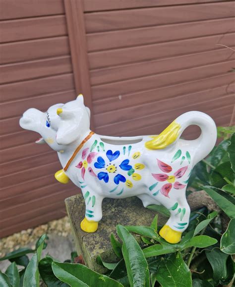 Vintage Arthur Woods Ceramic Creamer Cow Figurine White Etsy