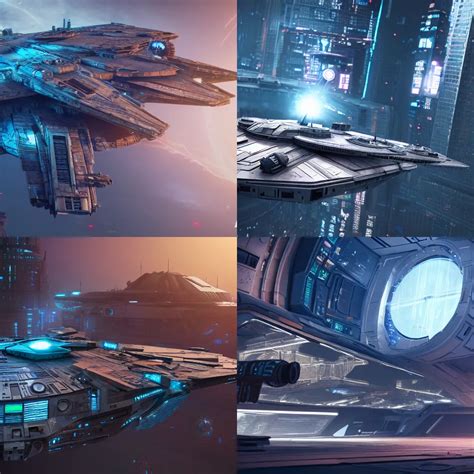 A Cyberpunk Millennium Falcon Highly Detailed 8k Stable Diffusion